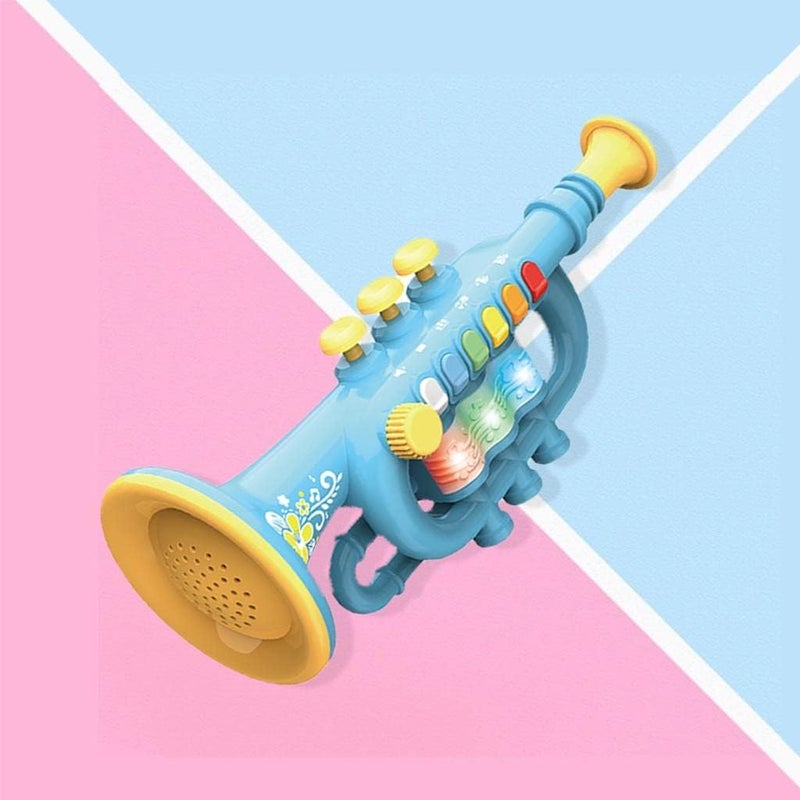 klarako toy for kids Musical Instrument Trumpet/Saxophone/Clarinet with Color Coded Keys for Boys and Girl Ages 3 and Up , Trumpet Blue - Image 2