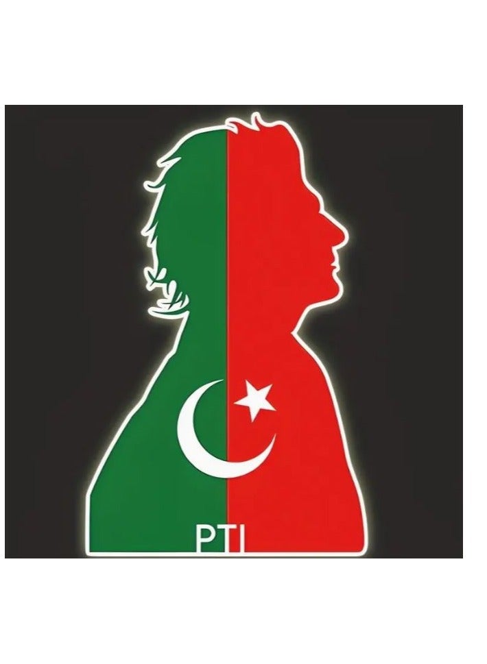 RYN Imran Khan Pakistan PTI Flag Bumper Car Stickers, Cap Rearview Mirror Decoration, Vinyl Waterproof Stickers, For Car Windows - Image 1