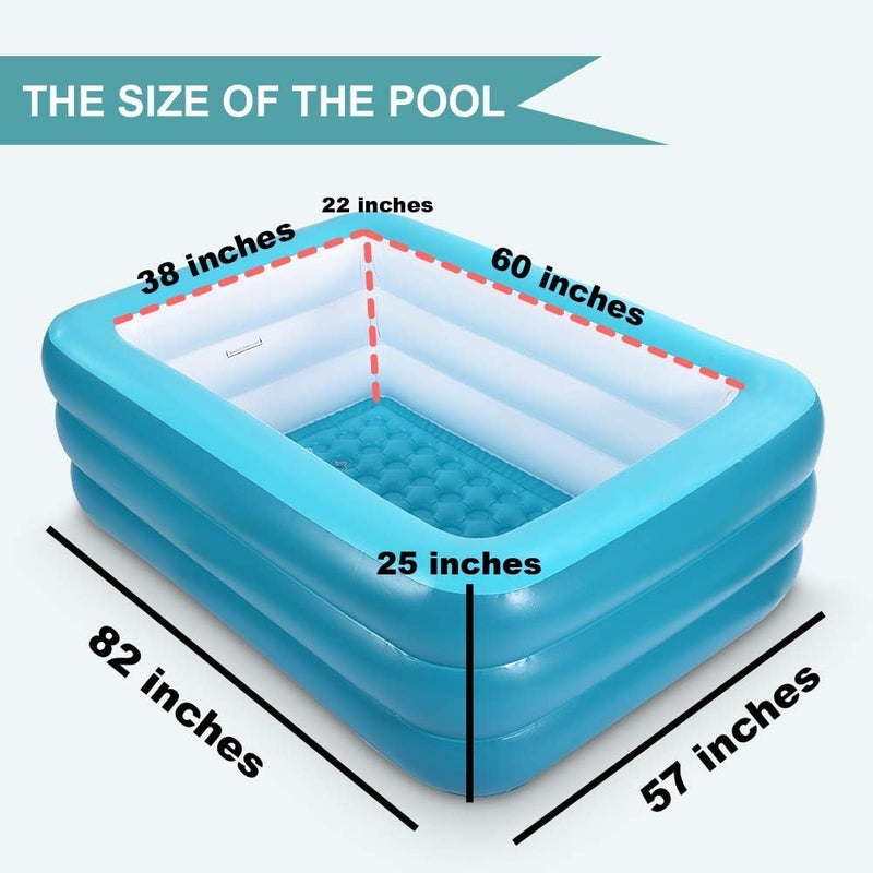 XFlated Inflatable Pools for Kids and Adults, 82" X 57" X 25" Kiddie Pools with Inflatable Soft Floor, Durable Family Swimming Pool for Backyard, Garden or Indoor (Green) - Image 5