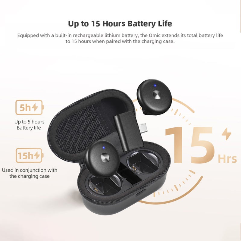 نظام ميكروفون لاسلكي BOYA Omic-U-W مع 1 مستقبل + 2 مرسلين + 1 صندوق شحن، نطاق إرسال 50 مترًا، بطارية مدمجة، مُستبدل لجميع أجهزة الأندرويد والحواسيب المحمولة والكاميرات لاستخدام البث المباشر - Image 5