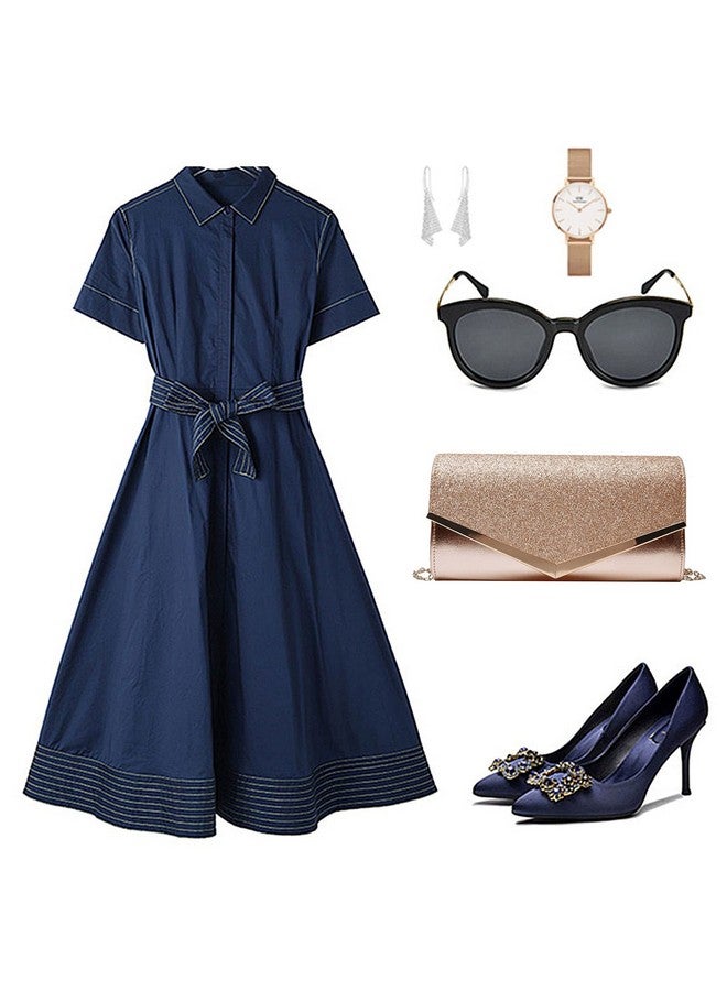 Queena Womens Shiny Sequins Evening Clutch Envelope Handbag Chain Purse for Wedding Party Prom Gift for Mom Wife Girlfriend Rose Gold - Image 4