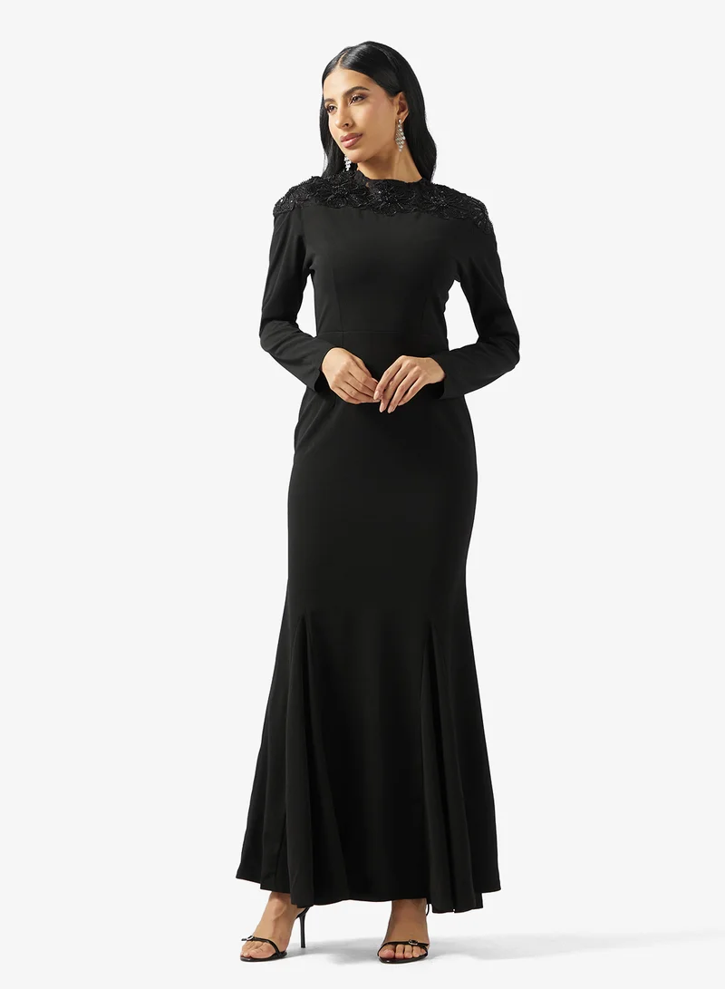 Golden Apple Sequin Top Detailed Maxi Dress