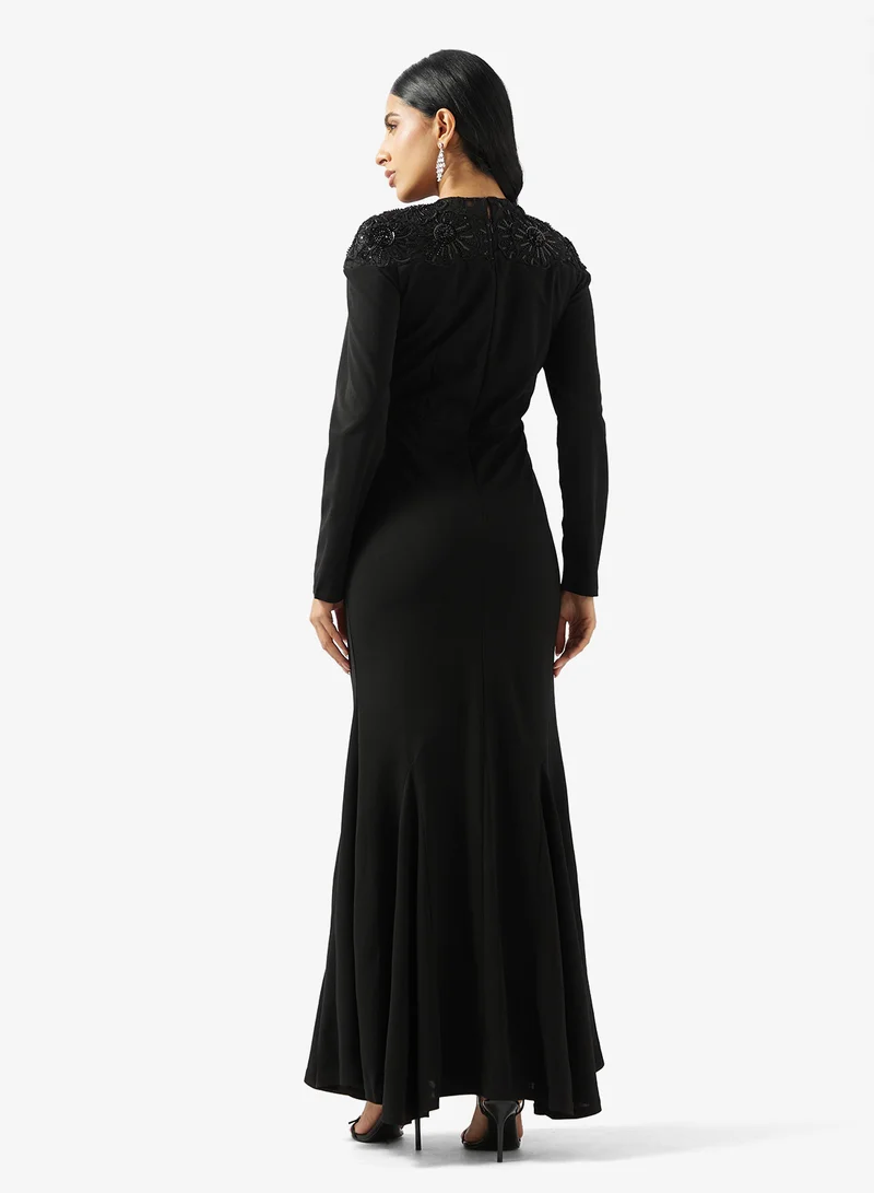 Golden Apple Sequin Top Detailed Maxi Dress