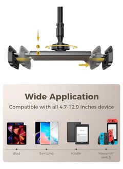 VENDIX Adjustable Phone and Tablet Holder for Desk - 360 Degree Rotating Arm, Compatible with iOS and Galaxy Systems - Fits Devices from 4.5" to 12.9" (Black)  - Image 5