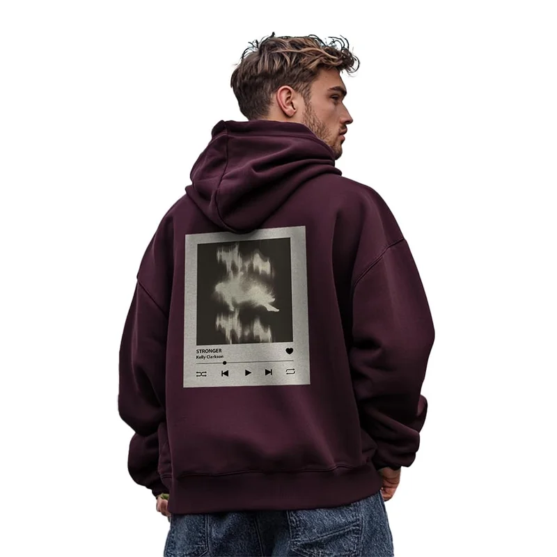 NOBERO  Oversized Hoodies for Men | Burgundy Cotton Fleece for Men | Best Price UAE