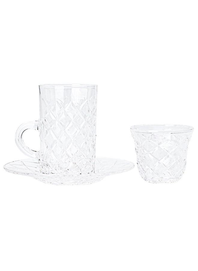Alsaif Glass Cups Serving Set 18 Pieces Clear  - Image 1