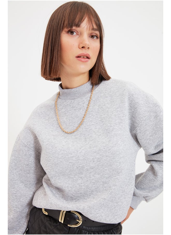 trendyol - Sweatshirt - Gray - Loose Fit - Image 1