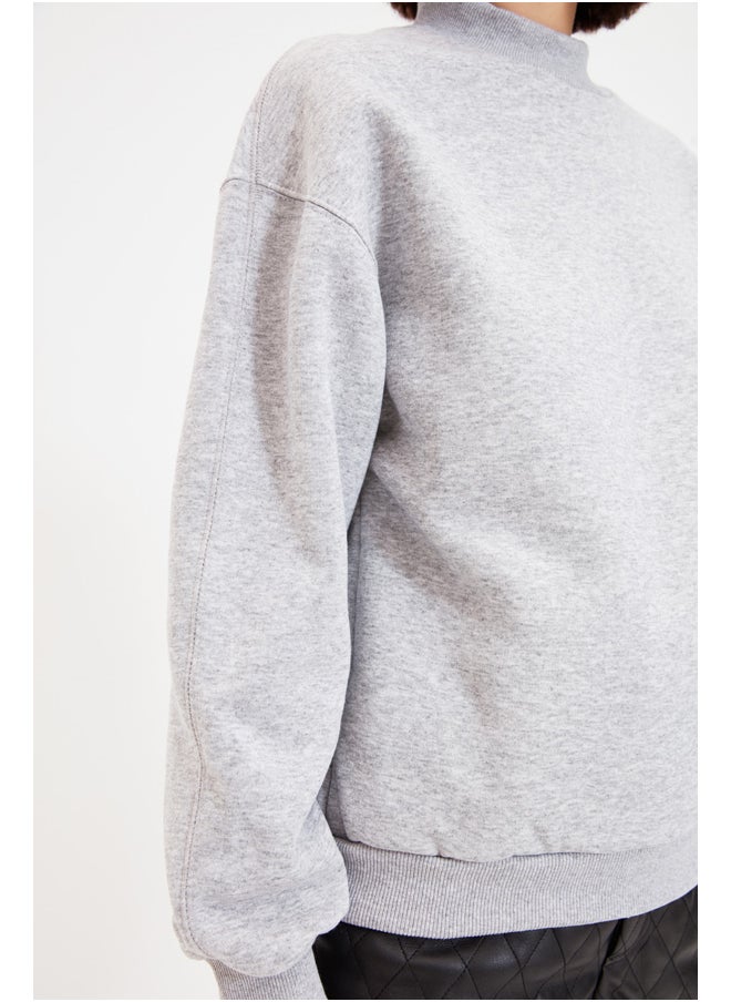 trendyol - Sweatshirt - Gray - Loose Fit - Image 1