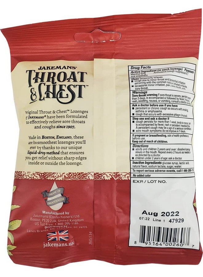JAKEMANS Cherry Throat & Chest Lozenges Cough Drops - Cough, Sore Throat And Seasonal Distress Soothing Relief - Liquid Drop Shape - 30 Lozenges - Image 2