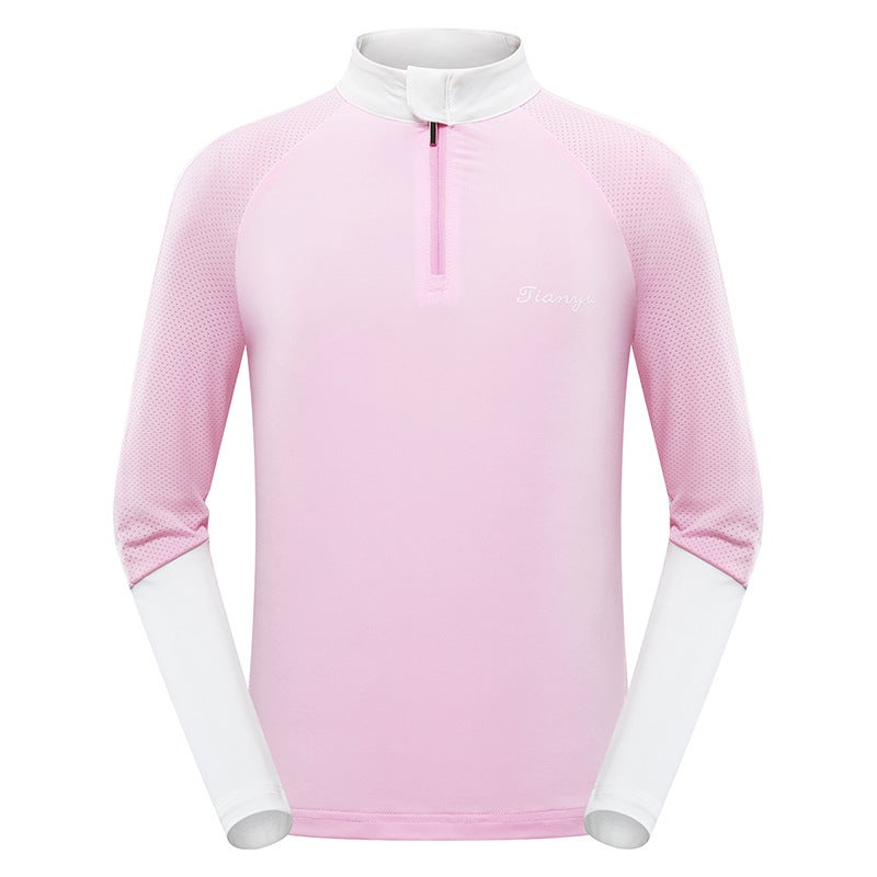 Generic TTYGJ Golf Clothing Clothing Childrens Clothing Autumn Korean Style Boys and Girls Long Sleeve T-Shirt Top Large Childrens Ball Clothing Pink hit white sleeve