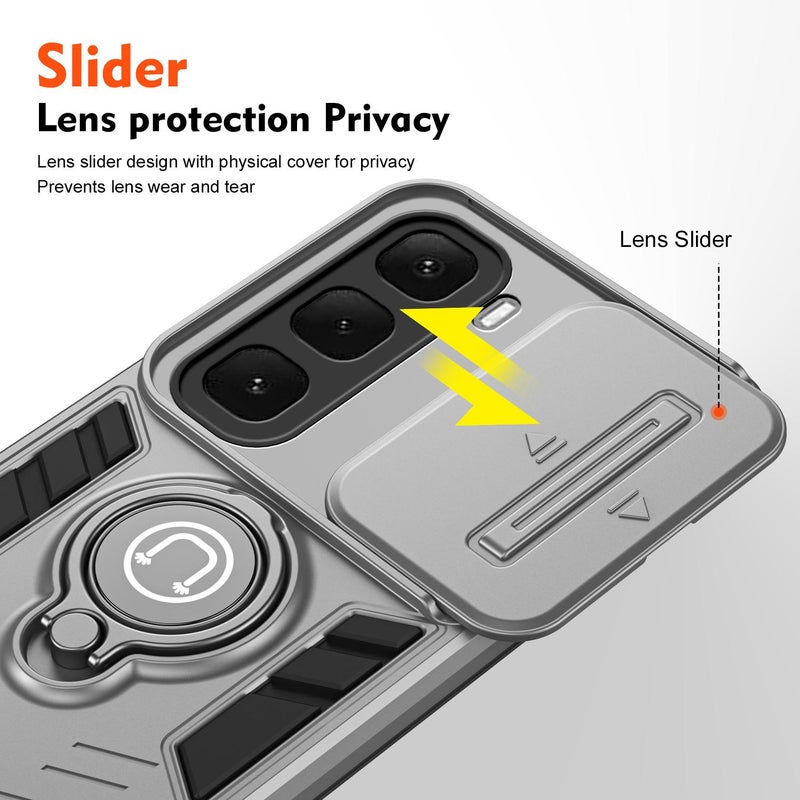 إيروريكس جراب هاتف مزود بحلقة تثبيت كاميرا لهاتف Infinix Hot 60i 4G (رمادي) - Image 3