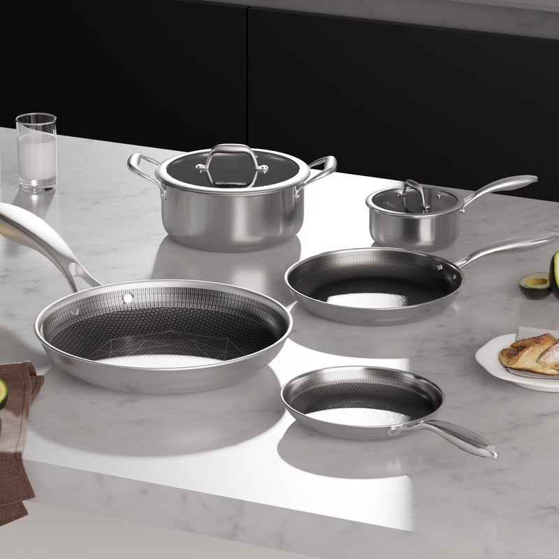 COOKER KING Stainless Steel 7PCS Cookware Set, Pots and Pans Set, Non Stick, Frying Pans, Saucepans & Stock Pot with Lid, Non-Toxic, Induction, Oven, Dishwasher Safe - Image 5