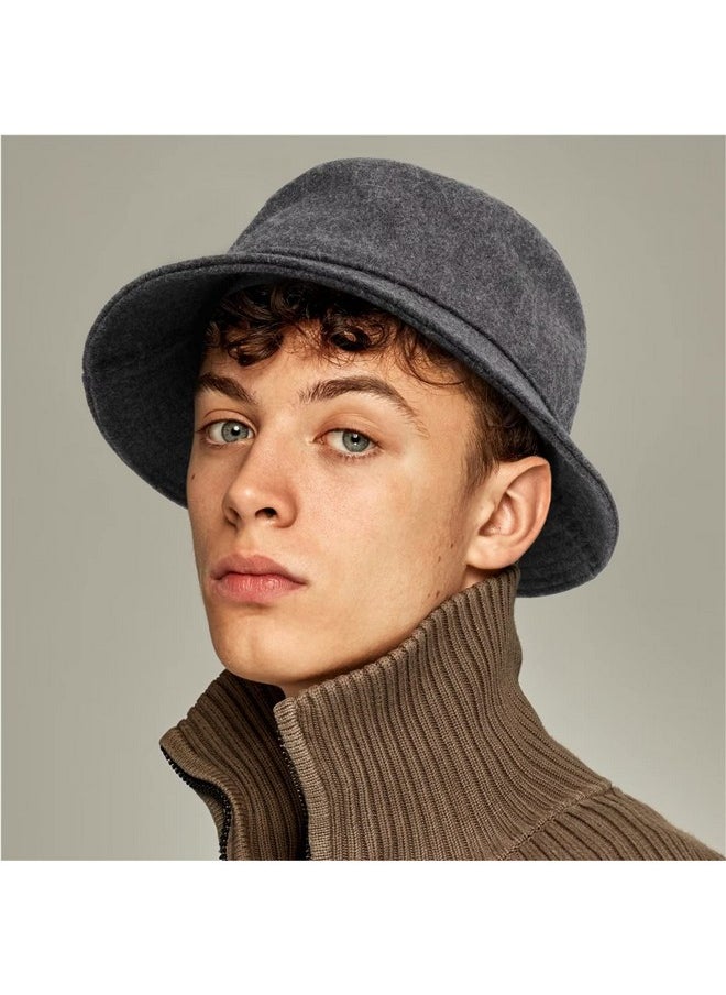 GADIEMKENSD - Winter Bucket Hat - Premium Wool, Packable, Plain Colors, Warm Soft Felt Wool Bucket Hats For Women Men Unisex Casual Outdoor Hiking Fisherman Cap Dark Gray M - Image 1
