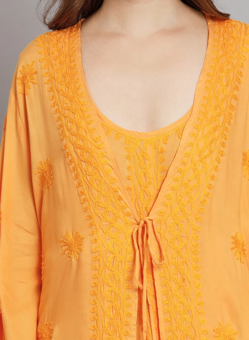 Alaya Hand Embroidered Chikankari Modal Kaftan-AL3605