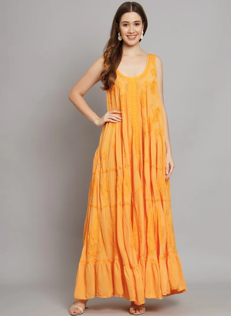 Alaya Hand Embroidered Chikankari Modal Kaftan-AL3605