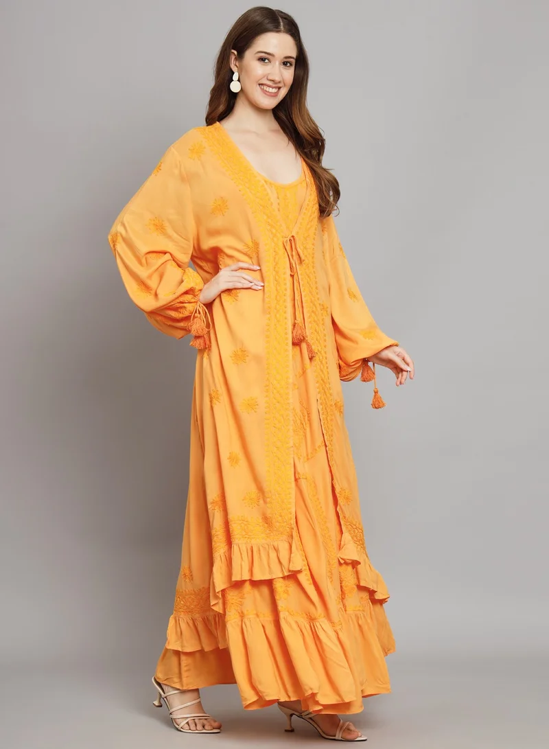 Alaya Hand Embroidered Chikankari Modal Kaftan-AL3605
