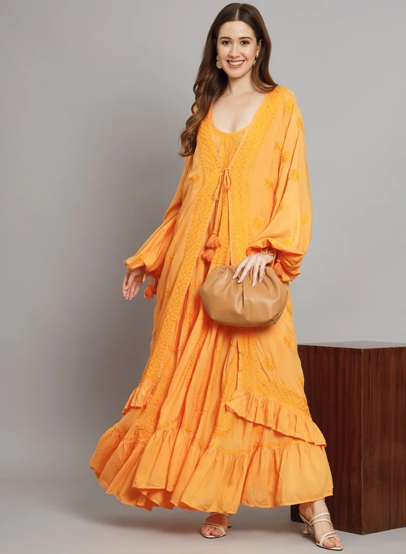 Alaya Hand Embroidered Chikankari Modal Kaftan-AL3605