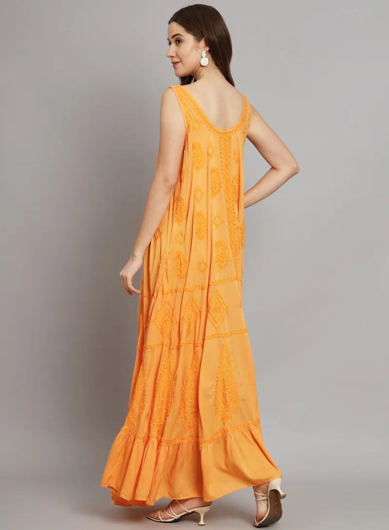 Alaya Hand Embroidered Chikankari Modal Kaftan-AL3605