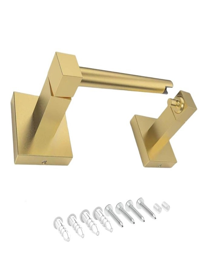 YWHWLX Stainless Steel Toilet Paper Holder Wall Mounted for Bathroom, Double Post Pivoting Square Tissue Holders Roll Holder Hangers Toilet Paper Stand (Gold) - Image 1