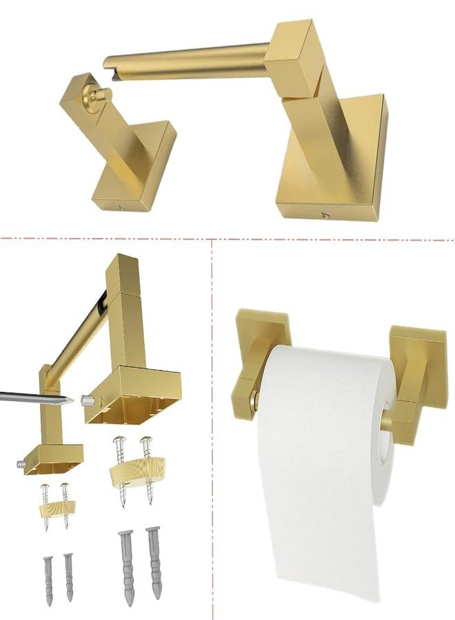 YWHWLX Stainless Steel Toilet Paper Holder Wall Mounted for Bathroom, Double Post Pivoting Square Tissue Holders Roll Holder Hangers Toilet Paper Stand (Gold) - Image 3