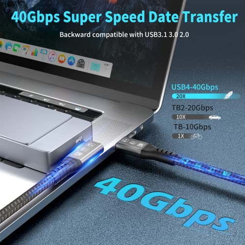 CHENLENIC USB4 Cable, with Thunderbolt 4 Cable, 240W Charging, 40 Gbps Data, 8K @ 60Hz HDR, USB C to USB C, 90Degree for Hub, Dock MacBook, M2, M3, Mac SSD (90Degree USB4 40G 240W 1M) - Image 2