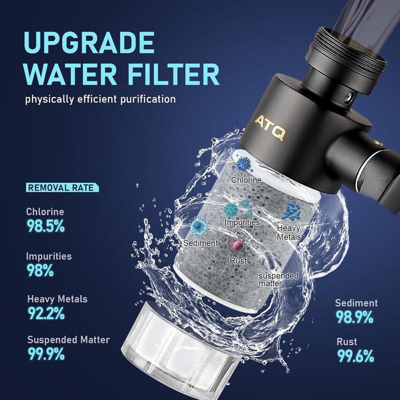 ATQ Water Filter for Sink Faucet Extender Aerator,Brass 1080°Rotatable Faucet Aerator,2 Modes Spray Attachment for kitchen/Bathroom,9pcs Cartridges Reduce Chlorine Matte Black - Image 4