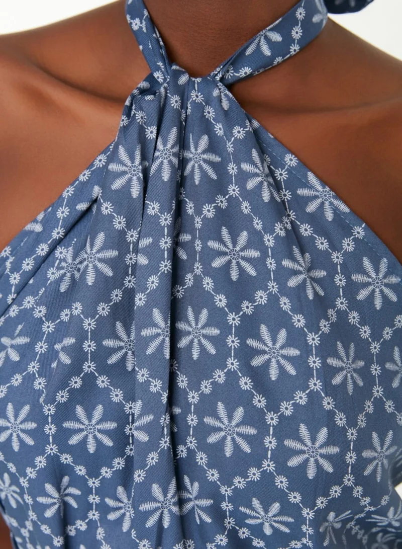 trendyol Halter Neck Printed Dress