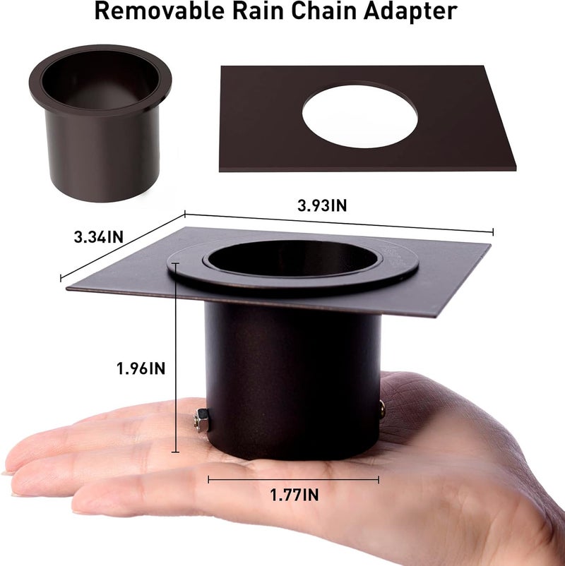 Aseneat Rain Chain Bird Cage Set 8.5Ft, Not Rust Wrought Iron Rain Chains for Gutters with Adapter Gotta Drain and Sturdy Anchoring Stake,13 Cups, 1 Hook, Adjustable Length for Garden Decorative (Coffee) - Image 3