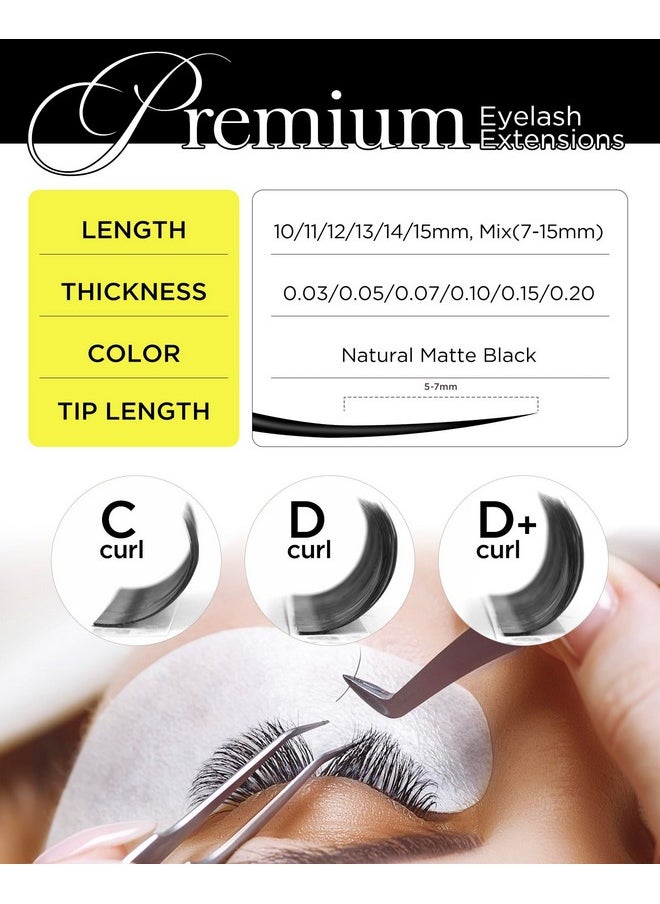 BEYELIAN BEYELIAN Eyelash Extension Natural Matte Black 0.03-0.20 C/D/D+/L/M/LU Curl 7-15mm 100°/212°F High Temperature Resistant Classic Individual Lash Extensions Professional Use (0.15 D+ 7-15mm)  - Image 4