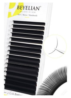 BEYELIAN Eyelash Extension Natural Matte Black 0.03-0.20 C/D/D+/L/M/LU Curl 7-15mm 100°/212°F High Temperature Resistant Classic Individual Lash Extensions Professional Use (0.15 D+ 7-15mm)