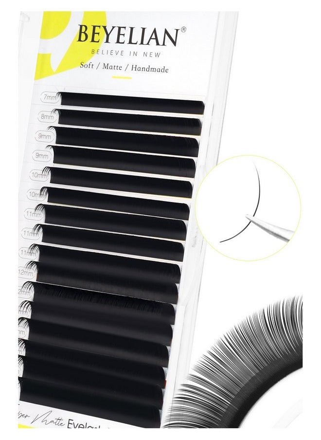 BEYELIAN BEYELIAN Eyelash Extension Natural Matte Black 0.03-0.20 C/D/D+/L/M/LU Curl 7-15mm 100°/212°F High Temperature Resistant Classic Individual Lash Extensions Professional Use (0.15 D+ 7-15mm)  - Image 1