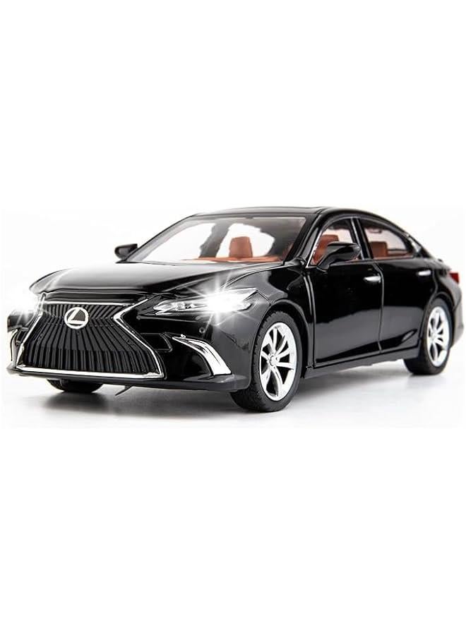 سيارة لكزس ES300 مصبوبة بمقياس 1/24 مصنوعة من خليط معدني قابلة للتجميع مع ضوء وصوت لعبة مركبة للأولاد والأطفال كهدية (أسود) - Image 1