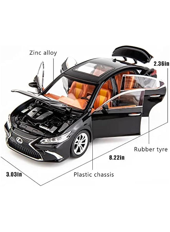 سيارة لكزس ES300 مصبوبة بمقياس 1/24 مصنوعة من خليط معدني قابلة للتجميع مع ضوء وصوت لعبة مركبة للأولاد والأطفال كهدية (أسود) - Image 2
