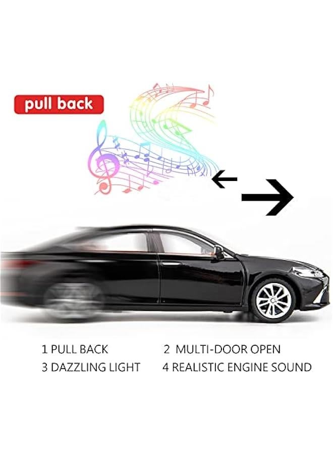 سيارة لكزس ES300 مصبوبة بمقياس 1/24 مصنوعة من خليط معدني قابلة للتجميع مع ضوء وصوت لعبة مركبة للأولاد والأطفال كهدية (أسود) - Image 3