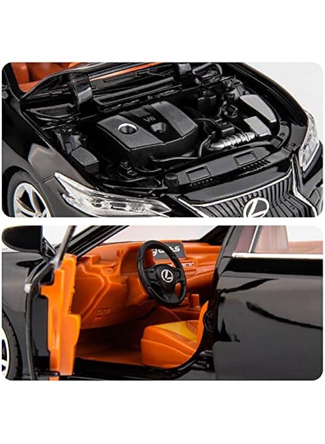 سيارة لكزس ES300 مصبوبة بمقياس 1/24 مصنوعة من خليط معدني قابلة للتجميع مع ضوء وصوت لعبة مركبة للأولاد والأطفال كهدية (أسود) - Image 4