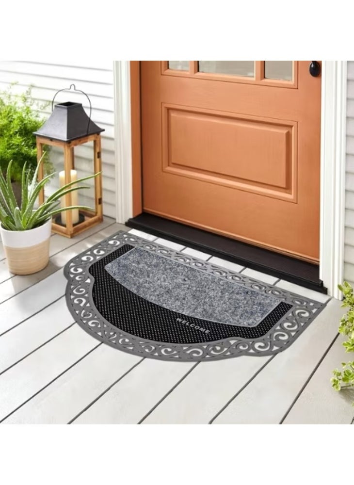 Generic Apartment Door Mat 45cm x 70 - Model 4G for Aesthetic Look and Effective Floor Cleaning (Silver) with Gray Carpet)  - Image 2