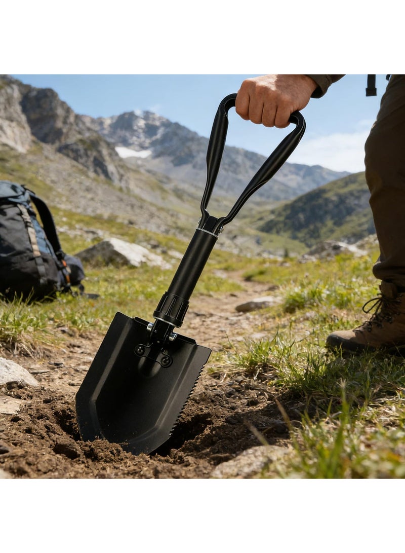 Shovel Collapsible Shovel,Camping Shovel, High-Carbon Steel Entrenching Tool, Portable Shovel For Garden, Fishing, Car Emergency, Gifts For Men (BLACK) - Image 4