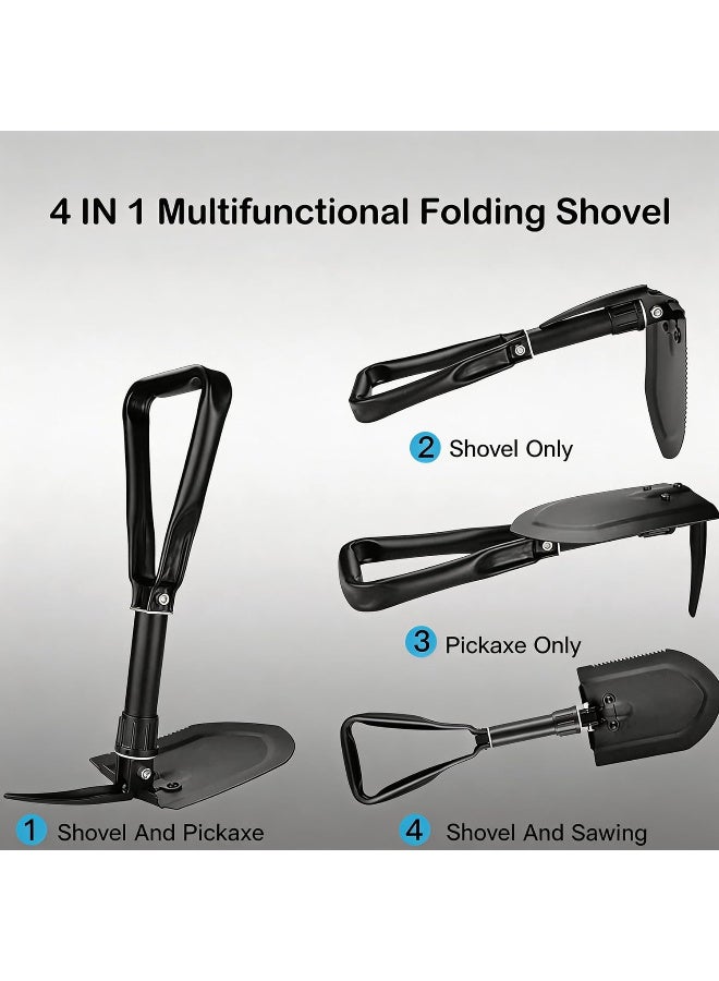 Shovel Collapsible Shovel,Camping Shovel, High-Carbon Steel Entrenching Tool, Portable Shovel For Garden, Fishing, Car Emergency, Gifts For Men (BLACK) - Image 5