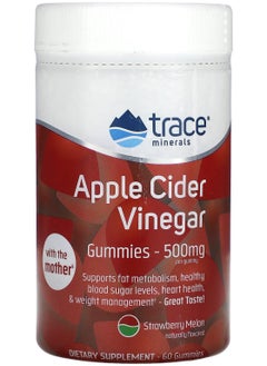 Trace Minerals Apple Cider Vinegar Gummies, Strawberry Melon , 500 mg, 60 Gummies 
