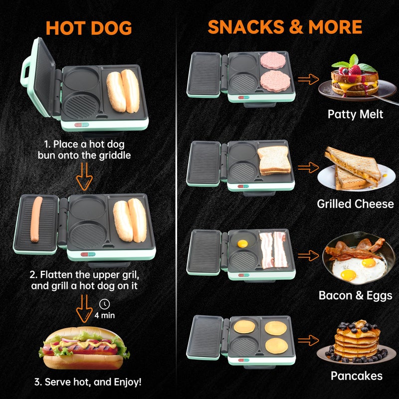 Baker's Friend Breakfast Sandwich Maker, Nonstick Electric Griddle & Grill Combo, 3 in 1 Breakfast Station, Make Egg Muffin Sandwiches Burgers Hot dogs & Pancakes, Includes Burger Press, Tong & Brush - Image 3