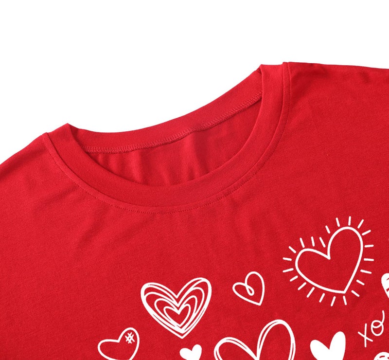 PECHAR Valentines Day Shirt for Women Cute Love Heart Tshirts Graphic Valentine Gift Tee Casual Hearts Tops A Red - Image 4