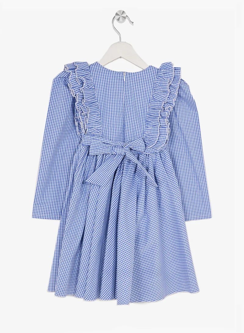 Little Golden Apple Little Full Sleeve Checkered Dress
