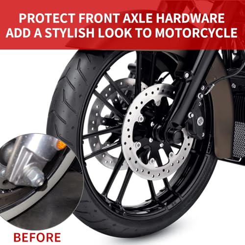 KICRY Front Axle Nut Covers CNC Black Chrome Caps Compatible with Harley Davidson Touring Sportster Trike Dyna Softail Street Glide Road King Iron 883 Fat Boy 2002-2024 (A-Black) - Image 2