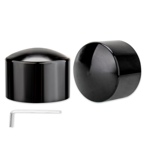 KICRY Front Axle Nut Covers CNC Black Chrome Caps Compatible with Harley Davidson Touring Sportster Trike Dyna Softail Street Glide Road King Iron 883 Fat Boy 2002-2024 (A-Black) - Image 1