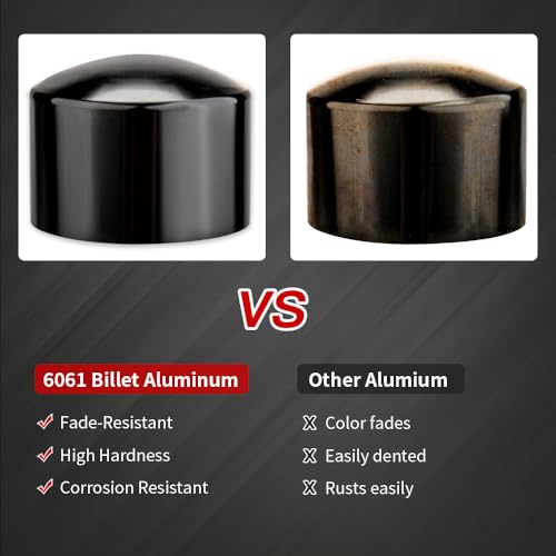 KICRY Front Axle Nut Covers CNC Black Chrome Caps Compatible with Harley Davidson Touring Sportster Trike Dyna Softail Street Glide Road King Iron 883 Fat Boy 2002-2024 (A-Black) - Image 3