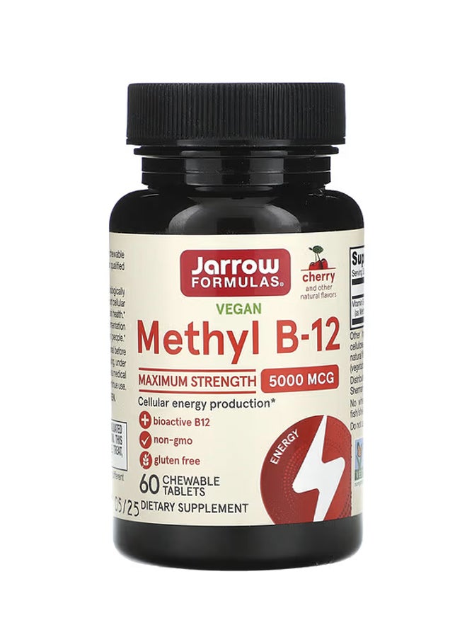 jarrow formulas Vegan Methyl B-12 Maximum Strength Cherry 5000 mcg 60 Chewable Tablets
