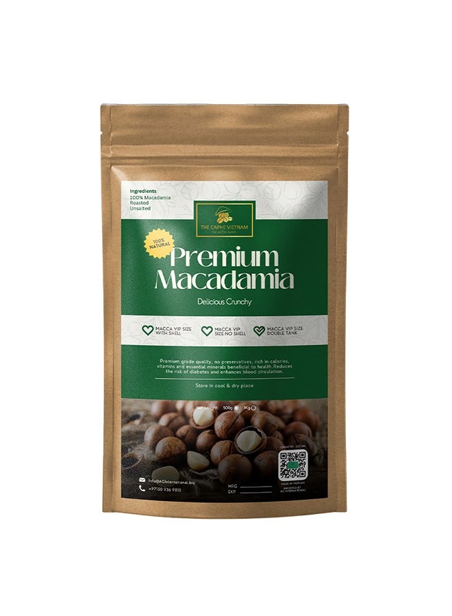 The Caphe Vietnam Premium Macadamia Nuts - 500 G | VIP Size Double Tank | Unsalted & Roasted | Premium Vietnamese Macadamia Nuts - Image 1