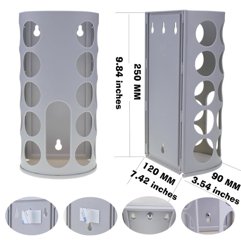 KozyGather Wall-Mounted Plastic Bag Holder (2 Pack) - Multi-Use Kitchen Organizer for Grocery Bags, Socks & Underwear | Space-Saving Design with Adhesive & Screws - Image 2