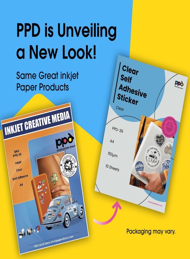 PPD Premium Printable Vinyl Sticker Paper for Inkjet Printer - 10 Sheets Clear Transparent Sticker Paper 8.5 x 11 - Self-Adhesive, Tear Resistant, Instant Dry - PPD-39-10 - Image 2