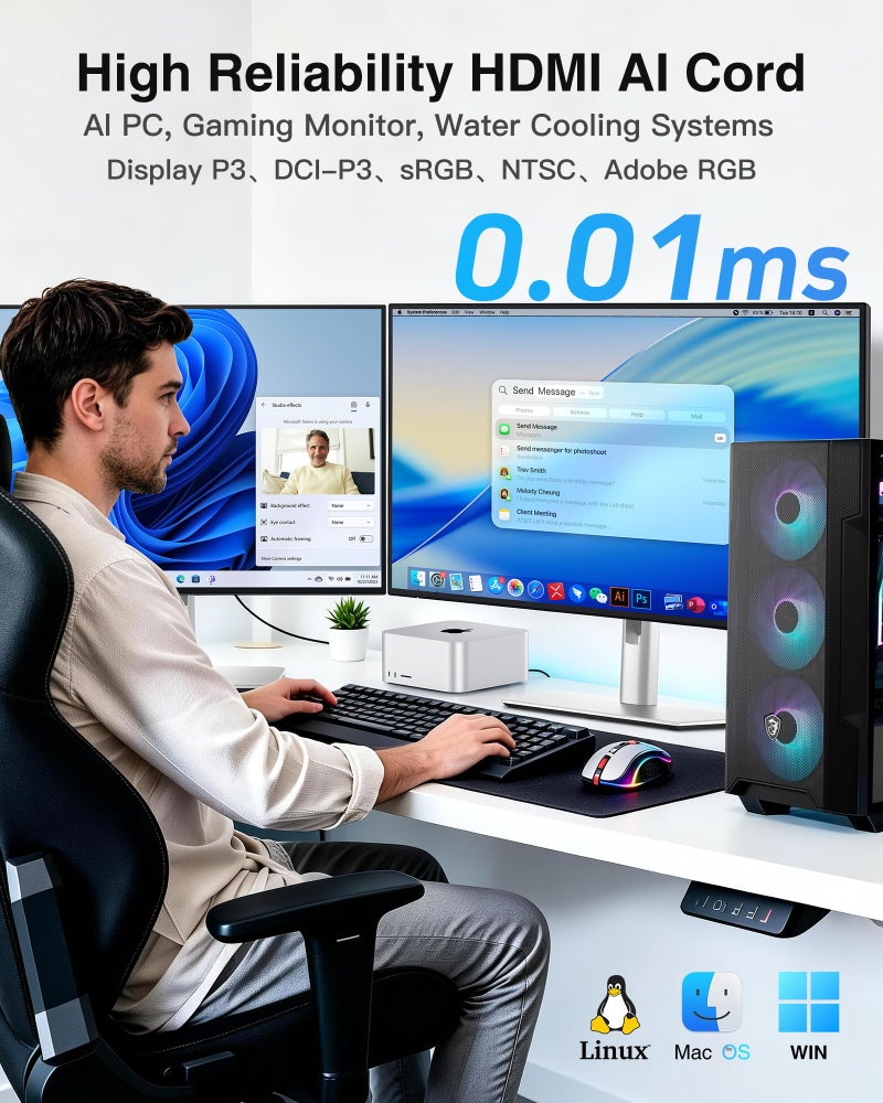 Ubluker كابل Ubluker 10K 8K 4K HDMI 48 جيجابت في الثانية 1.5 متر، كابل HDMI عالي السرعة معتمد 4K 240 هرتز 144 هرتز 120 هرتز 10K 8K 60 هرتز CEC إيثرنت 0.01 مللي ثانية HDR10+ eARC HDCP2.3 Netflix Roku TV PC Mon - Image 3